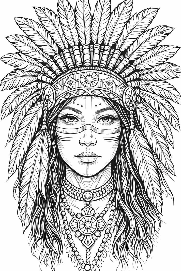 Mulher Indigena com Cocar