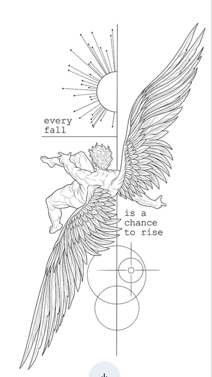 Anjo em Queda com Asas e Frase