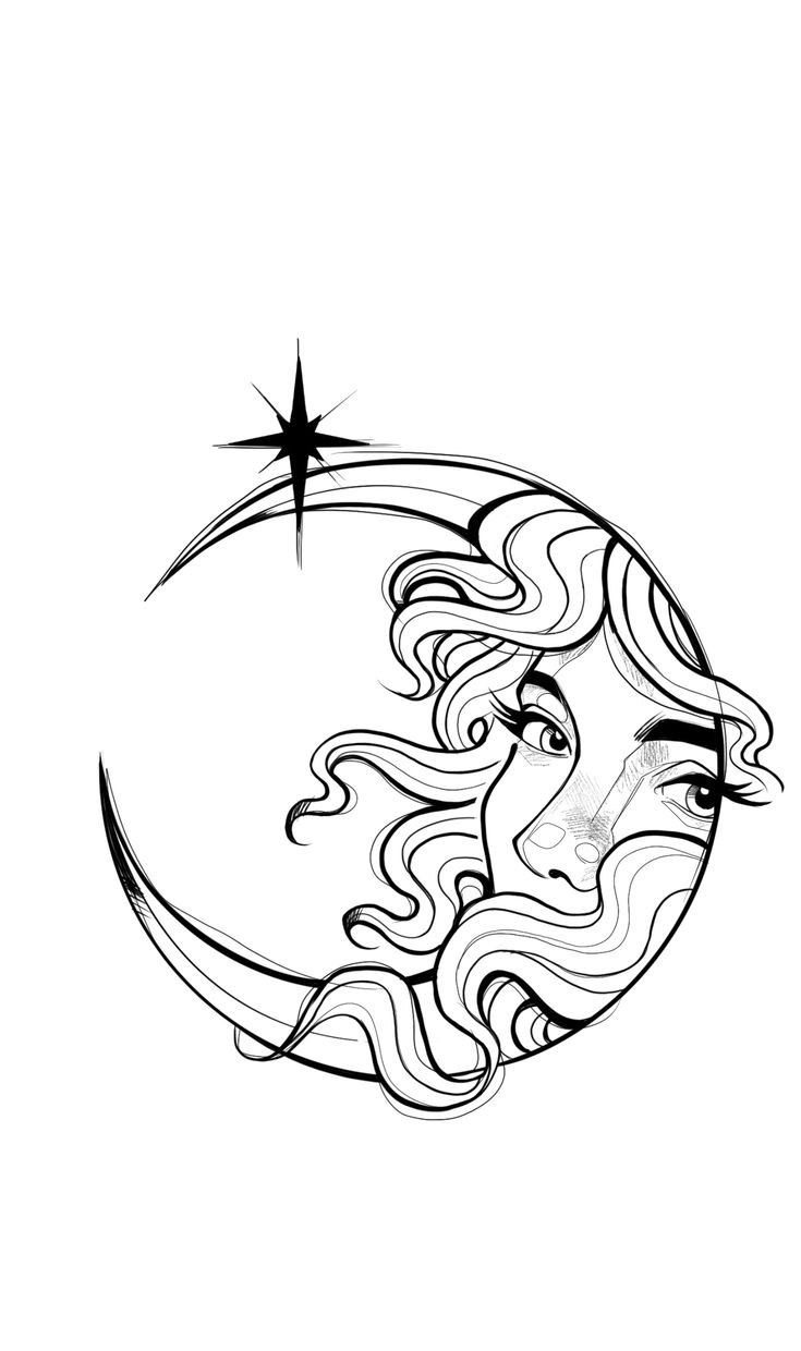 Lua com Rosto e Estrela