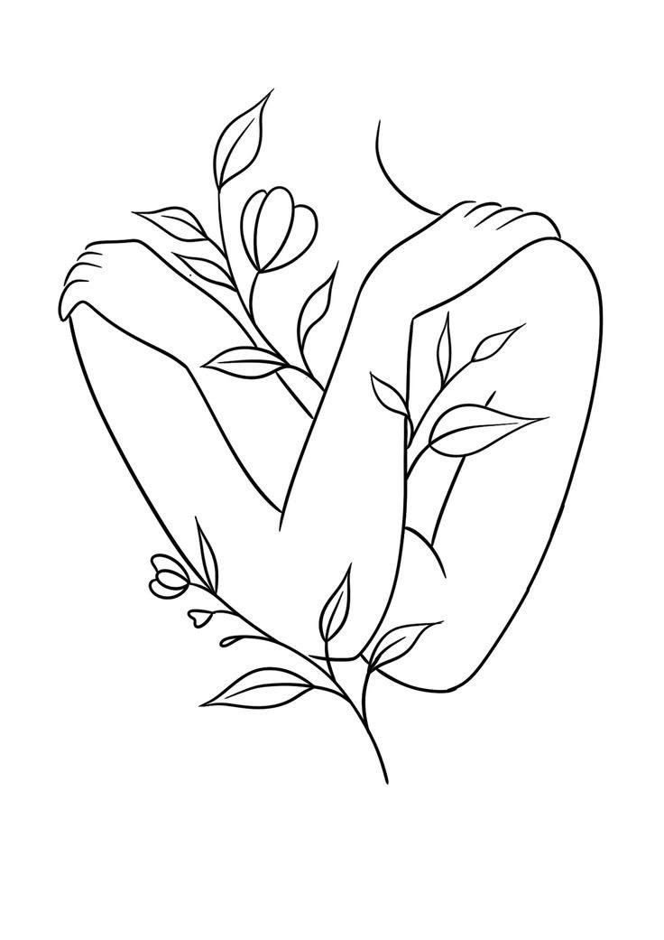 Abstrato com Flores e Mãos