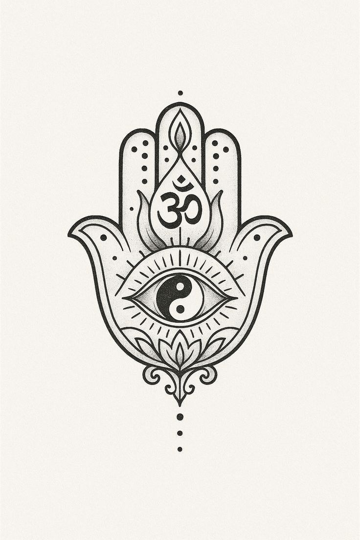 Hamsa com Olho e Símbolo Om