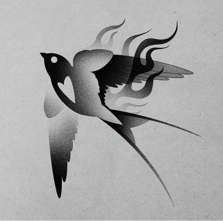 Andorinha com coração (Whipshading)