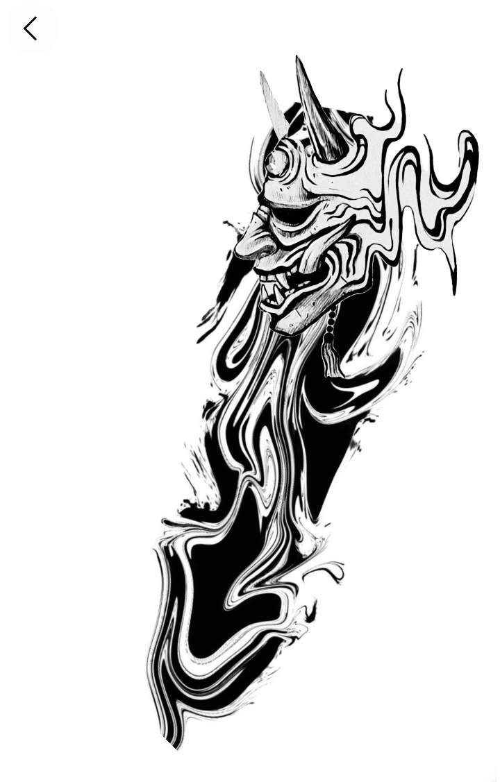 Mascara Hannya em Blackwork