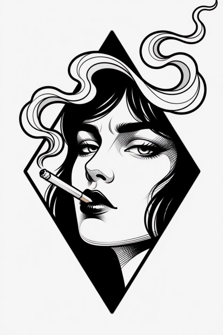Mulher Fumando Blackwork