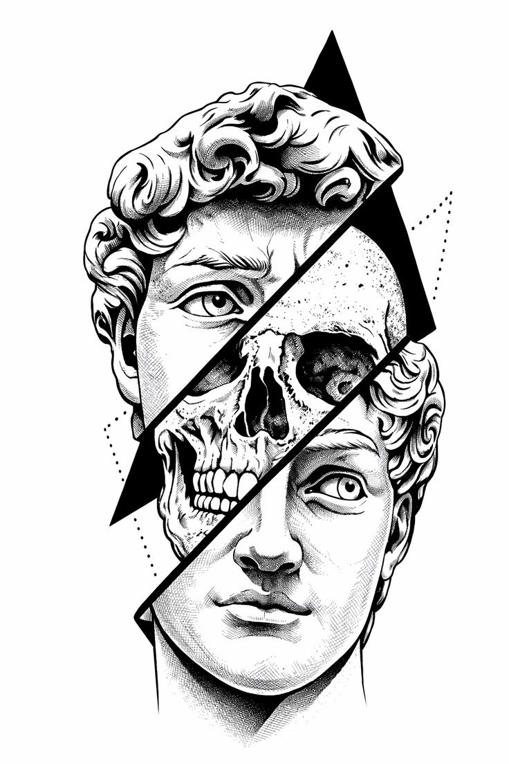 Busto com Crânio Geométrico